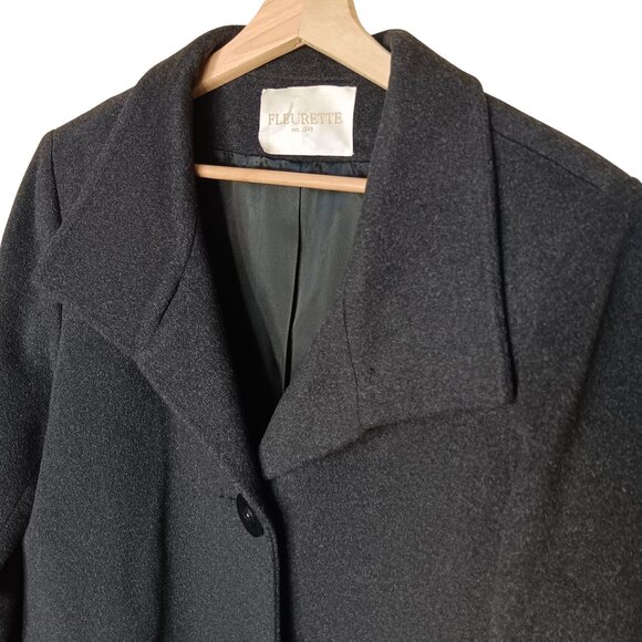 Vintage Fleurette Italian Cashmere Wool Blend Peacoat Large Buttons Lined Winter - Picture 4 of 9